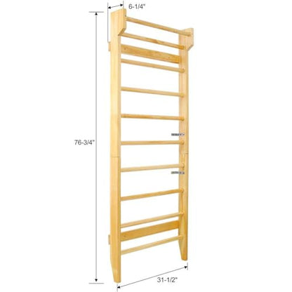 Gymnastics Wood Stall Bar, Wall-Mounted Swedish Ladder – Pull Up Bar for Strength & Flexibility – Ideal for Home Gym, Physical Therapy, Stretching, Yoga, Conditioning & Rehabilitation Exercises