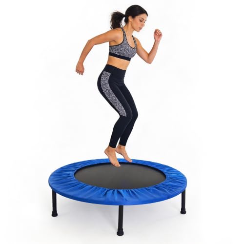 Fitvids 40" Foldable Trampoline – Fitness Rebounder, Quiet & Stable Exercise Trampoline for Indoor/Outdoor Cardio, Balance, Core Strength, Max Load 300lbs - color: Blue-1pcs
