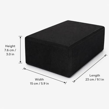 High Density EVA Foam Yoga Block Support and Stability for Stretching, Workout, Pilates at Home and Gym - color: Black