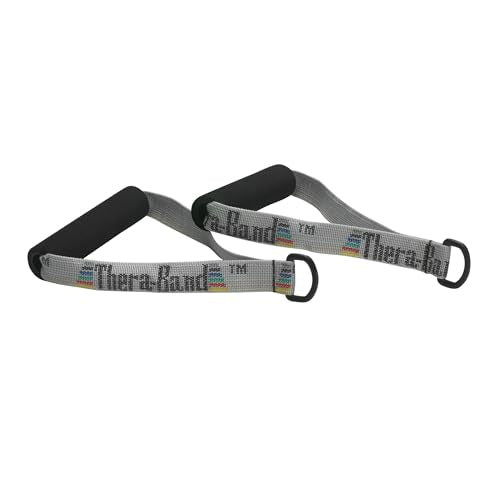 THERABAND Resistance Band Handles, Attachments for Resistance Bands and Tubing, Pair of Foam Grip Pull Handles for Lower and Upper Body Exercises, Pilates, Yoga, Home Workouts without Weights