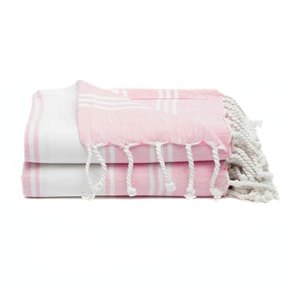 Cotton Turkish Beach Towel with Towels Oversized 36"x72" Pool Absorbent Extra Large Quick Dry Sand Travel Towel (Pink, 2 Pack)