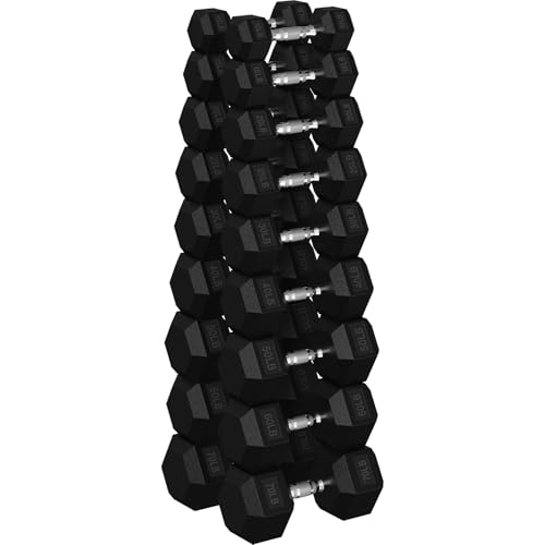 HANDBODE Rubber Coated Hex Dumbbell Set, 90-640 lb - size: 640 lb Set (Pair of 10,15,20,25,30,40,50,60,70lb)