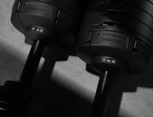 SMRTFT NUOBELL Adjustable Dumbbells 5–100 lb Set | Original NUOBELL | 26 Weights in 1 for Home Gym Strength Training | Steel-Knurled Handle | Space-Saving Dumbbell Set of 2 | 2-Year Warranty - color: Black