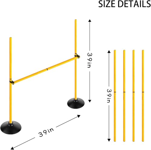 Adjustable Height Agility Hurdle Set Multi-Function Soccer Trainning Pole Set Coaching Sticks with Rubber Base - color: 3.3 FT, style: Pack of 3