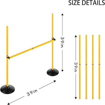 Adjustable Height Agility Hurdle Set Multi-Function Soccer Trainning Pole Set Coaching Sticks with Rubber Base - color: 3.3 FT, style: Pack of 3