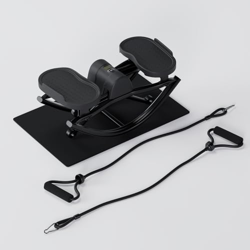 The Rock Stepper - Side to Side Rocking Stepper Machine for Home Workouts - Low Impact Indoor Cardio Leg Glute and Core Training - Quiet Compact Step Rocker Exercise Equipment - color: Black