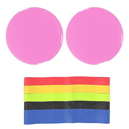 Exercise Core Sliders, Core Sliding Discs, Light and Portable Exercise Gliding Discs, for Carpet Hardwood Floor (Pink Sliding Basin + Five-Piece Set + Cloth Bag)