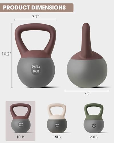 PAETA Soft Kettlebell for Home Fitness – Anti-Slip Grip & Wide Handle Design,Soft Kettlebell Set, Gentle Floor-Friendly Impact – 10lbs, 15lbs, 20lbs, for Home Functional Training - color: 10lbs Red