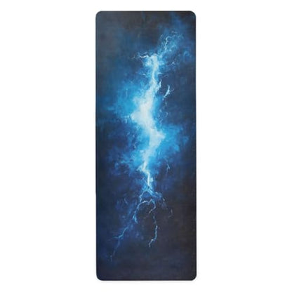 Kigai Travel Yoga Mat 71" x 24" Non Slip Natural Rubber Foldable Exercise Mat Ultra Thin 1.5mm Lightweight for Fitness, Pilates & Home Workout, Blue Lightning