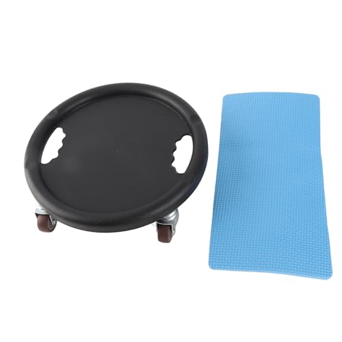 Ab Roller Wheel, Core Slider Ab Workout Sliding Disc 360° Rotating Abdominal Training Tool Waist Strength Trainer with 4 Rollers Knee Pads for Home Gym Training Practice - color: Black