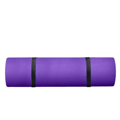 5mm Thick Anti-Tear High Density Non Slip Exercise Mat with Carrying Strap - Hot Yoga Mat for Fitness, Home, Gym, Workouts, Stretching, Pilates - color: Purple