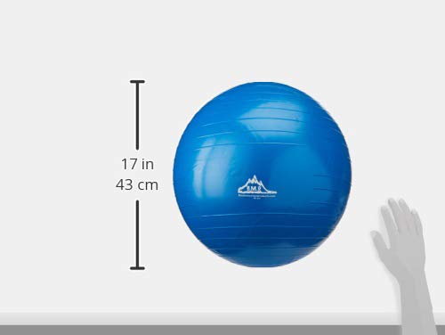 Black Mountain Products Exercise Stability Yoga Ball, Foot Pump, Ball Plug, Plug Puller, 2000 Lbs Static Weight Capacity Antiburst - color: Blue, size: 65cm