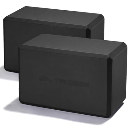 Trideer Yoga Blocks 2 Pack, Soft Non-Slip Foam Blocks with Beveled Edges for Alignment and Stretching in Yoga, Pilates, and Dance - Supportive, Lightweight, Odor Resistant, Latex-Free
