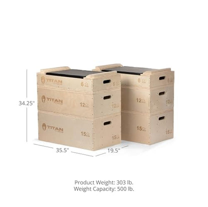Titan Fitness Wooden Stackable Wood Jerk Blocks with Silencer Pad