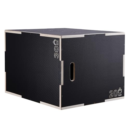 VEVOR 3 in 1 Plyometric Jump Box, Easy-to-Assemble Wood Plyo Box for Jumping Trainers, Home Gym Training and Conditioning
