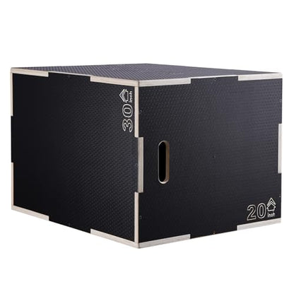 VEVOR 3 in 1 Plyometric Jump Box, Easy-to-Assemble Wood Plyo Box for Jumping Trainers, Home Gym Training and Conditioning