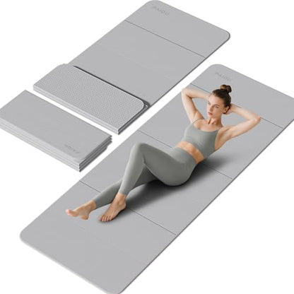 PAIDU Foldable Yoga Mat - 10mm Extra Thick, 75"26" Non-Slip Exercise Fitness Mat | SGS Eco-Certified, Portable for Yoga/Pilates/Studio/Home Workout