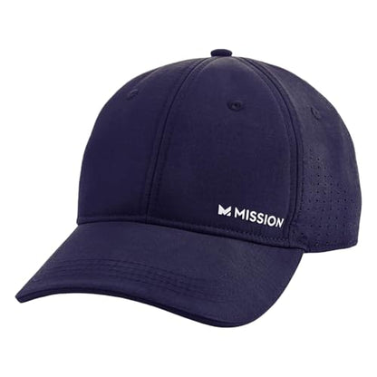MISSION Cooling Vented Performance Hat Unisex Cap for Workouts, Golf & Running, Sweat & Water Activated Technology - color: Navy