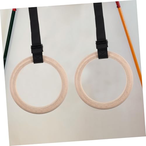 Wooden Gymnastic with Adjustable Straps for Home Fitness Pull up for Strength Training Dips and Workouts Natural Design