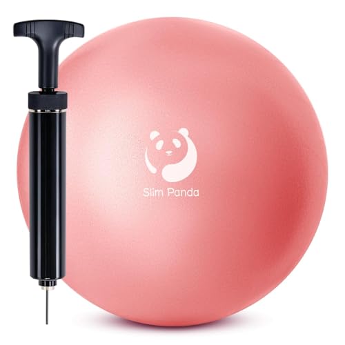 Slim Panda 9 Inch Pilates Ball - Anti-Burst Mini Yoga Ball with Needle Valve Pump - Small Exercise Core Ball for Barre, Stability & Physical Therapy - color: Pink