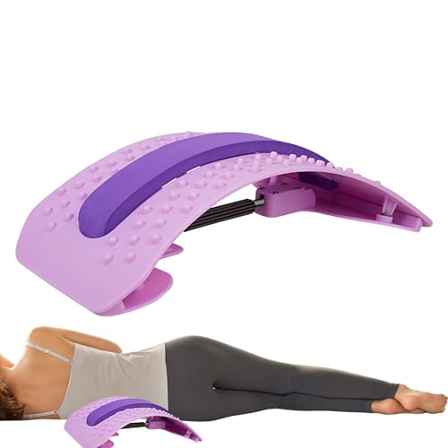 Best Back Stretcher, Adjustable Portable Waist Support, Lower Back Massage Lumbar Stretcher Board, for Sleeping Yoga Pilates Home Travel Dorm Women Men Adults Seniors - color: Purple
