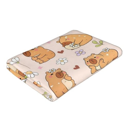 Capybara Beach Towel, Microfiber Oversized Beach Towel, Lightweight Quick Dry Sandproof Towels 51”x31.5” for Swim Pool Yoga Gym Camping Beach Essentials Accessories (Daisy Capybara)
