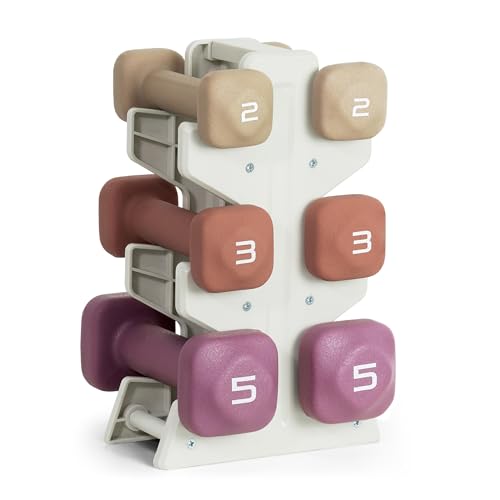 Tone Fitness Neoprene Dumbbell Set with Storage Rack – Non-Slip, Anti-Roll Hand Weights for Home Gym Workouts | 20 lb, 32 lb, 50 lb, 60 lb & 100 lb Options