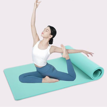 5mm Thick Anti-Tear High Density Non Slip Exercise Mat with Carrying Strap - Hot Yoga Mat for Fitness, Home, Gym, Workouts, Stretching, Pilates - color: Cyan