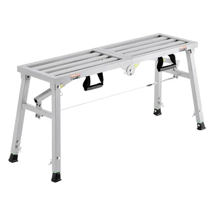 VEVOR Work Platform, 39"x 12" Portable Scaffolding Platform, Folding Steel Step Ladder Adjustable Height 19.7”-29.1”, 400 lbs Load Capacity, Non-Slip Drywall Painting Stool for Cleaning &Washing - size: 39"x 11"