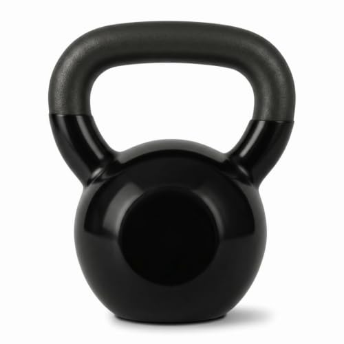 Amber Fight Gear Vinyl Coated Kettlebell Weights | Solid Cast Iron Kettle Bells for Strength Training, Core Workouts & Cardio | Home Gym Exercise Equipment for Men & Women | 5 lbs to 70 lbs