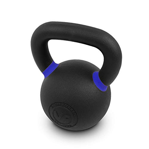 Valor Fitness Premium Cast Iron Kettlebells Powder Coated Kettle Bell Weights - Includes LB and KG Weight - color: H: 45LB