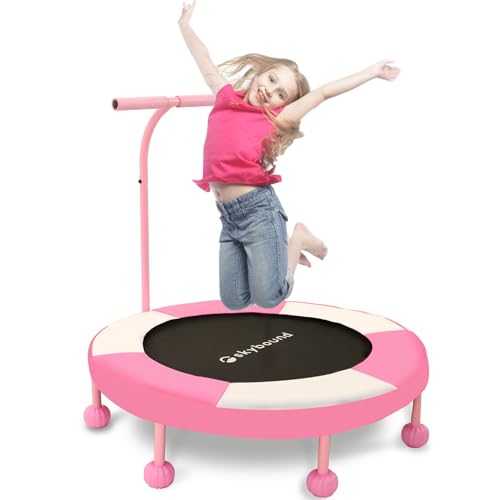 SkyBound 36 Inch Indoor Trampoline for Kids - Kids Trampoline Indoor with Handle - Toddler Trampoline with Upgraded 2.0mm Steel Pipe and Handlebar - Mini Indoor Trampoline for Kids Age 3 and Above - style: Pumpkin