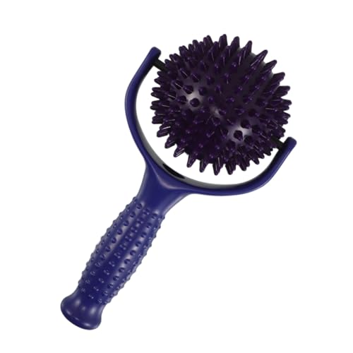 Yardwe Handheld Yoga Massage Stick with Spiky Ball, Large Muscle Roller for Shoulder and Calves, Portable Stretching Stick for Gym and Pilates Posture Correction, Blue and Purple