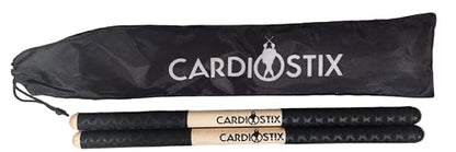 CardioStix 8.5oz Bundle(1 PAIR WITH BAG) Highest-Weighted Double Grip Premium American Hickory Wood Cardio Drum Sticks | Drumming, Fitness, Aerobic Class, Exercises(Black w/bag) - color: Black with Bag