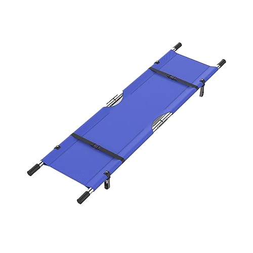 Portable Folding Medical Stretcher - Stainless Steel First Aid Patient Transfer Board - Blue Emergency Immobilization for Home & Accident Rescue 200x54cm