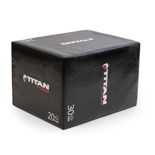 Titan Fitness Soft Foam Plyometric Jump Box, 20in 24in 30in, Pro-Duty Foam Plyo Box, Step Up Exercise Platform, Box Squat, Step-Up, Box Jumps for Home Garage Gym Training