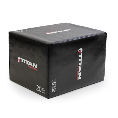 Titan Fitness Soft Foam Plyometric Jump Box, 20in 24in 30in, Pro-Duty Foam Plyo Box, Step Up Exercise Platform, Box Squat, Step-Up, Box Jumps for Home Garage Gym Training