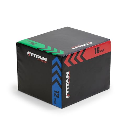 Titan Fitness Heavy Foam Plyometric Box - Pro-Duty HIIT Exercise Foam Plyo Step-Up, Box Squat, Home Garage Gym Training, Youth & Regular Sizes - style: 12 x 14 x 16 inch (Youth Size)