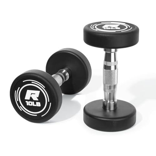 RitFit 5-250 LBS PVC Encased Round Dumbbell sets with Knurled Handle and Optional Rack, Strength Training Equipment for Home Gym - style: 10LB×2