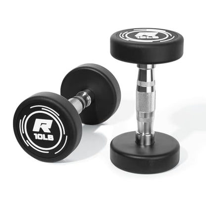 RitFit 5-250 LBS PVC Encased Round Dumbbell sets with Knurled Handle and Optional Rack, Strength Training Equipment for Home Gym - style: 10LB×2