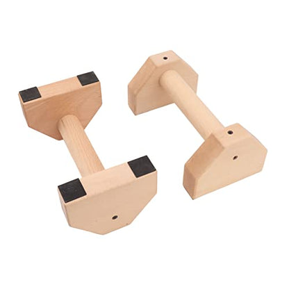 2pcs Wooden Push Up Handles, Anti - Slip Beech Wood Pushup Bars with Silicone Pads, Joint - Friendly Parallettes for Calisthenics Handstands Home Gym Use