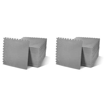 BalanceFrom 2-Pack 36-Count 24x24x0.5 Inch EVA Interlocking Foam Exercise Tile Mat, Gray – Non - Slip Puzzle Flooring For Home Gym, Fitness Studio