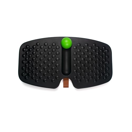Balance Board for Standing Desk, Wooden Wobble Board with Slidable Ball for Office Work, Anti-Fatigue Foot Massage Board to Relieve Fatigue, Adult Use up to 300 lbs, Black