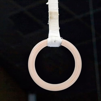 Wood Gymnastic Rings Set 2pcs with Straps for Pull up Strength Training Home Fitness Equipment for Men Full Body Workout