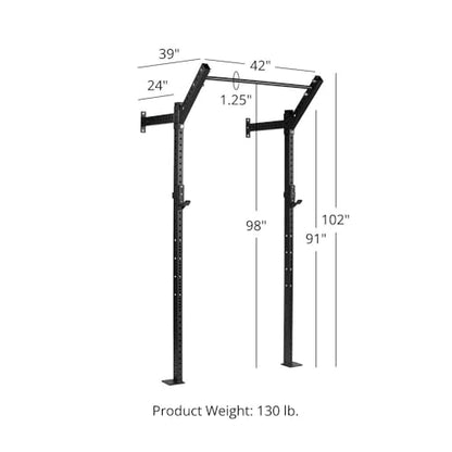 Titan Fitness T-3 Series Space Saving Rack, 91" Height x 24" Depth, Compact Wall Mounted Power Rack, 2x3 11-Gauge Steel Uprights, Includes J-Hooks & Pull-Up Bar, Space Efficient Design