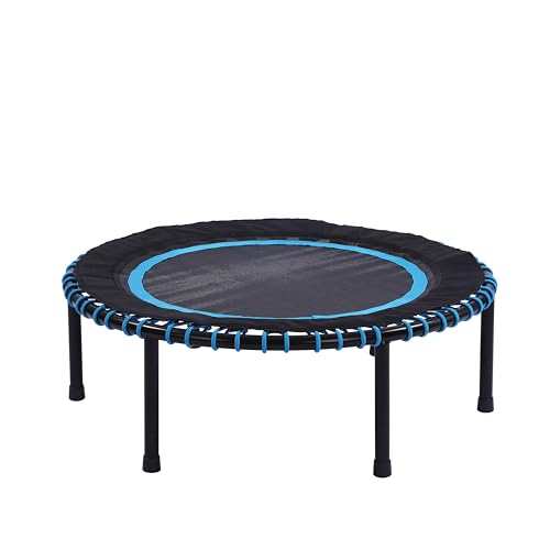 40"/48" Fitness Rebounder Trampoline with 4-Level Adjustable Foam Handle, Quiet and Stable Exercise Trampoline for Kids Adults, Indoor/Outdoor Mini Trampoline - color: Blue