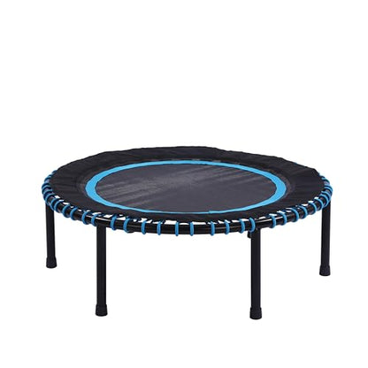40"/48" Fitness Rebounder Trampoline with 4-Level Adjustable Foam Handle, Quiet and Stable Exercise Trampoline for Kids Adults, Indoor/Outdoor Mini Trampoline - color: Blue