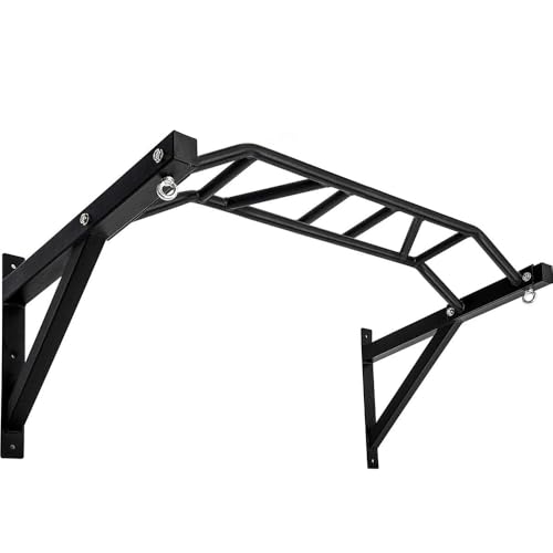 Wall Mounted Pull Up Bar and Dip Station, Heavy Duty Wall Mount Pull-up Chin Up Bar Multifunctional Home Gym Workout Indoor Exercise Equipment Support to 440 Lbs - style: Multi-grip