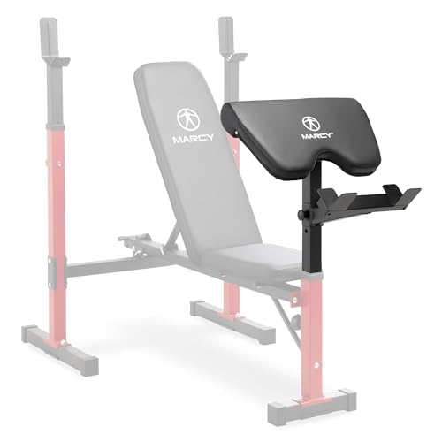 Marcy Deluxe Olympic Weight Bench with Adjustable Back & Bar Catch & Optional Arm Curl, Leg Developer, Lat Tower Attachments (Sold Separately), Personal Home Gym for Strength Training, Weightlifting - color: Arm Curl Only ACC-8215AC