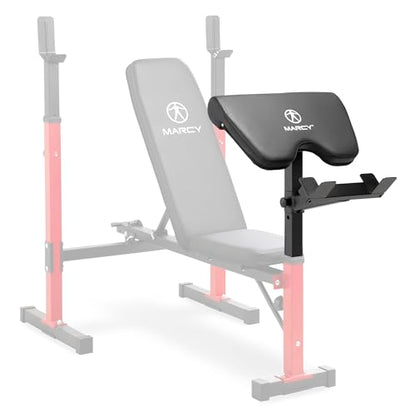 Marcy Deluxe Olympic Weight Bench with Adjustable Back & Bar Catch & Optional Arm Curl, Leg Developer, Lat Tower Attachments (Sold Separately), Personal Home Gym for Strength Training, Weightlifting - color: Arm Curl Only ACC-8215AC